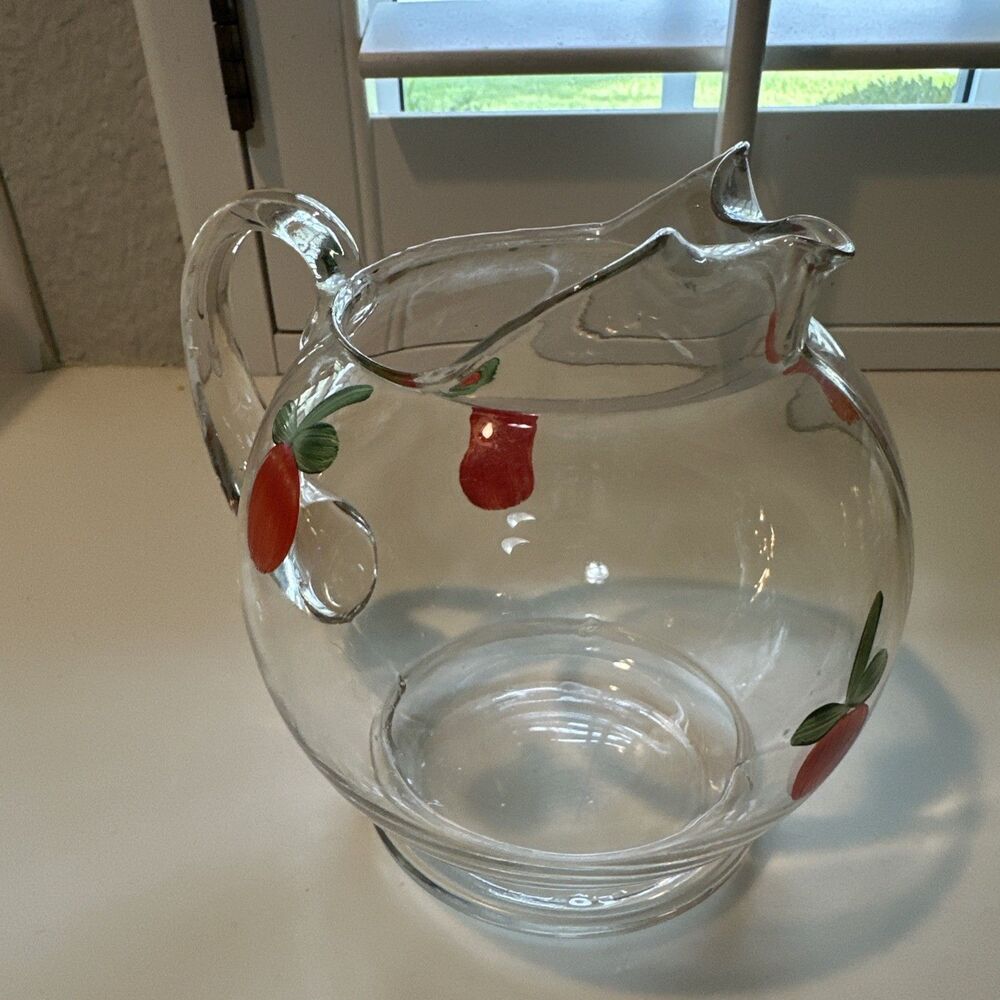 Vintage 7 Piece Set - Juice Pitcher/6 Glasses Hand Painted - Picture 7 of 10